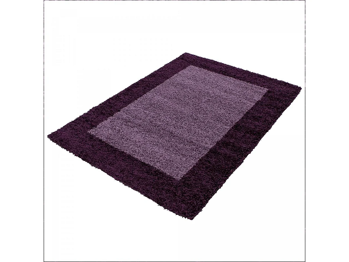 Tapis poils longs shaggy 240x340 rectangle tissé violet et pourpre