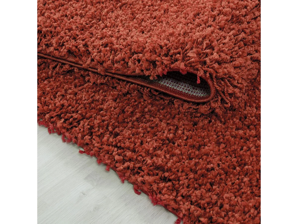 Alfombra Shaggy de pelo largo 160x230 rectangular tejida con motivos lisos color terra UNI L