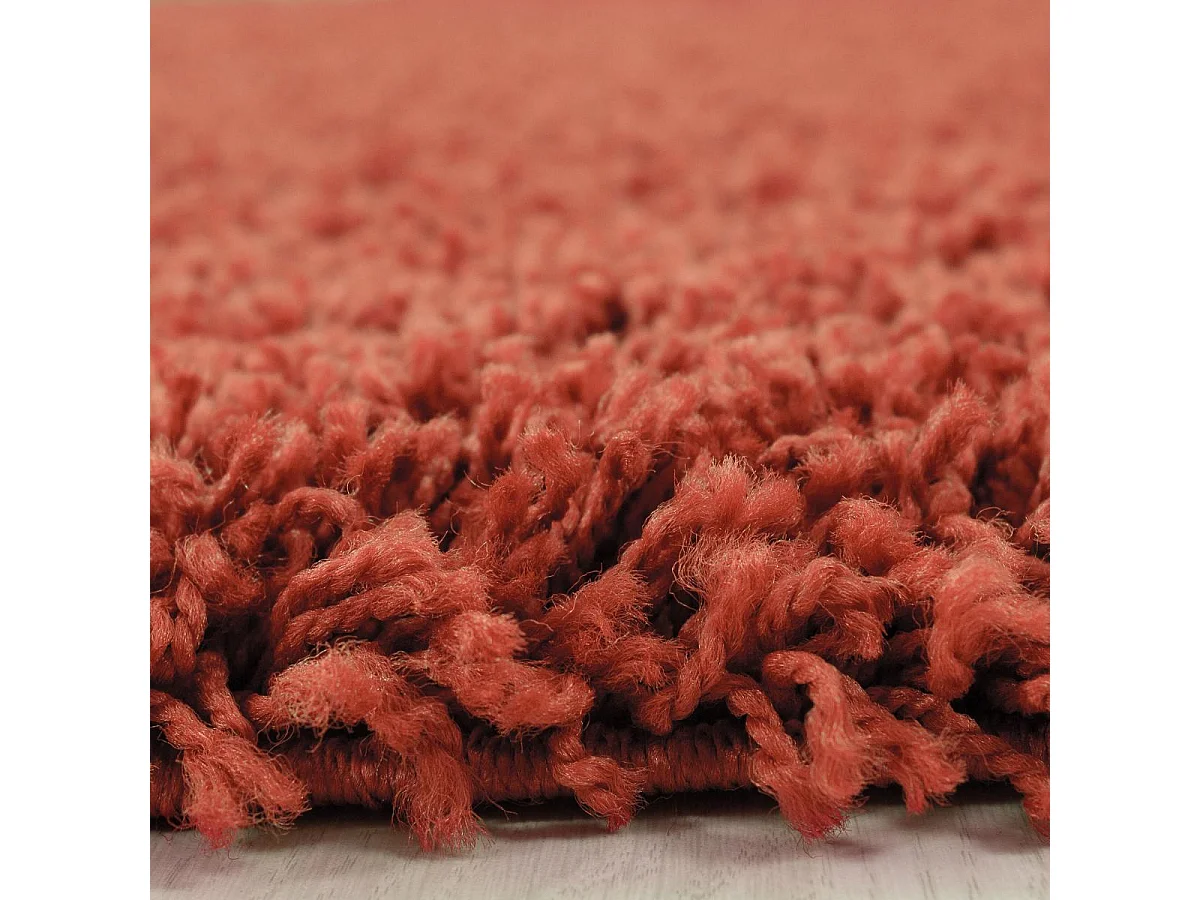 Alfombra Shaggy de pelo largo 160x230 rectangular tejida con motivos lisos color terra UNI L