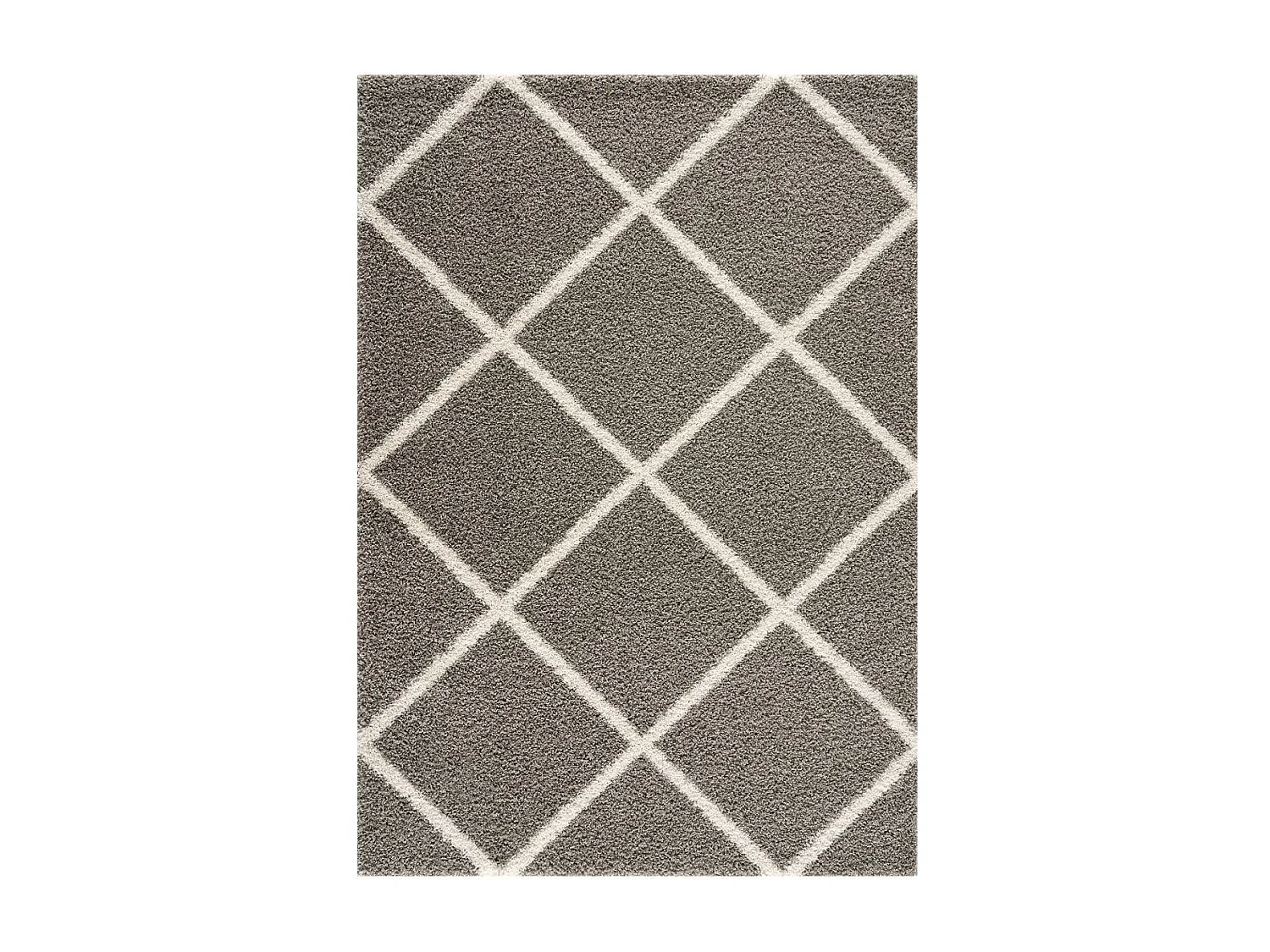 Tapis longs poils shaggy 200x290 rectangle tissé gris motif scandinave