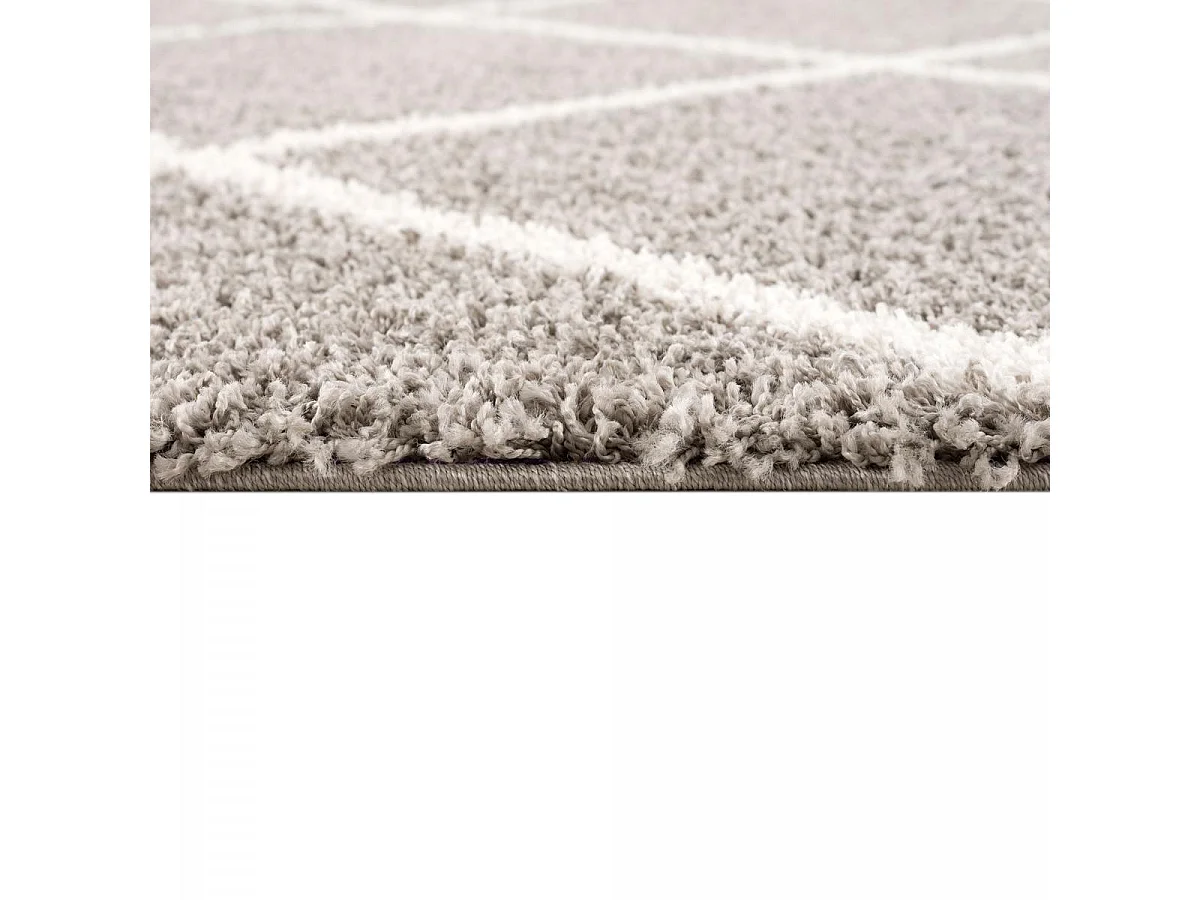 Tapis longs poils shaggy 200x290 rectangle tissé gris motif scandinave