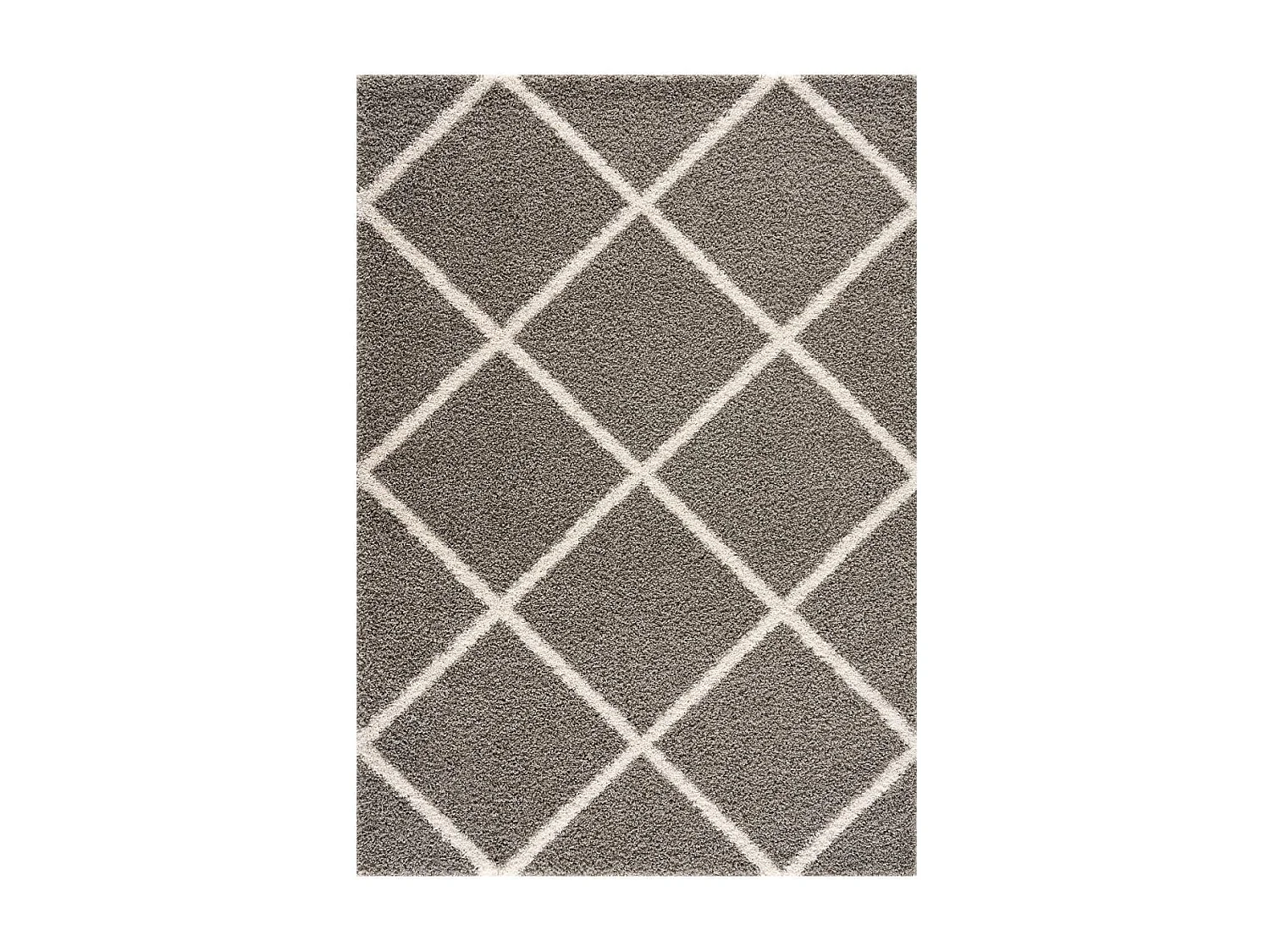 Tappeto Shaggy a pelo lungo 200x290 rettangolo intrecciato grigio motivo scandinavo