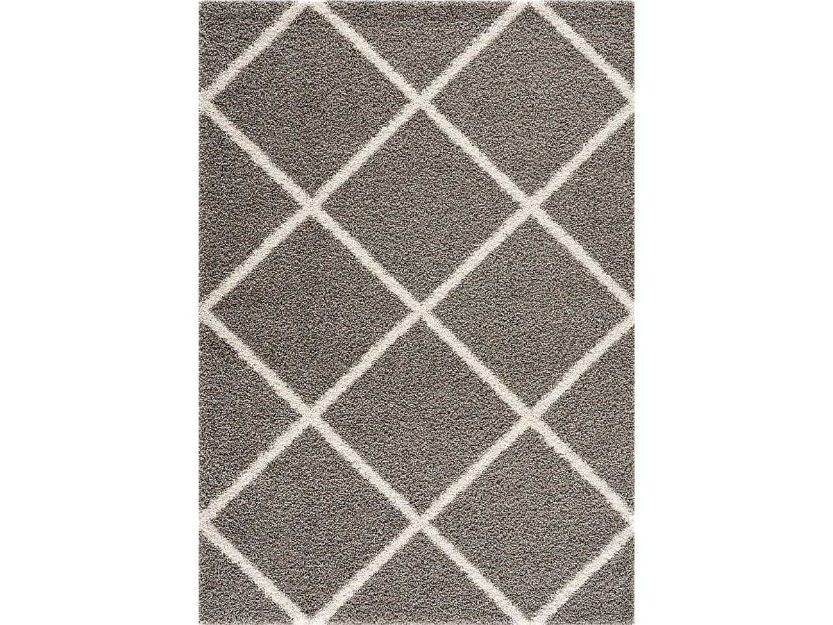 Tappeto Shaggy a pelo lungo 200x290 rettangolo intrecciato grigio motivo scandinavo