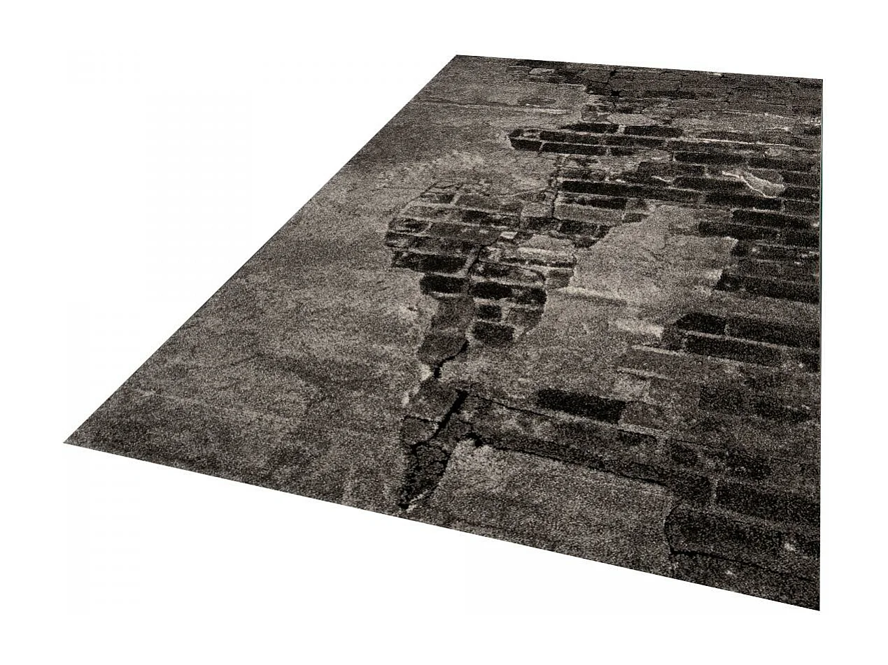 tapis chambre 120x170 tissé gris clair et gris foncé motif géométrique