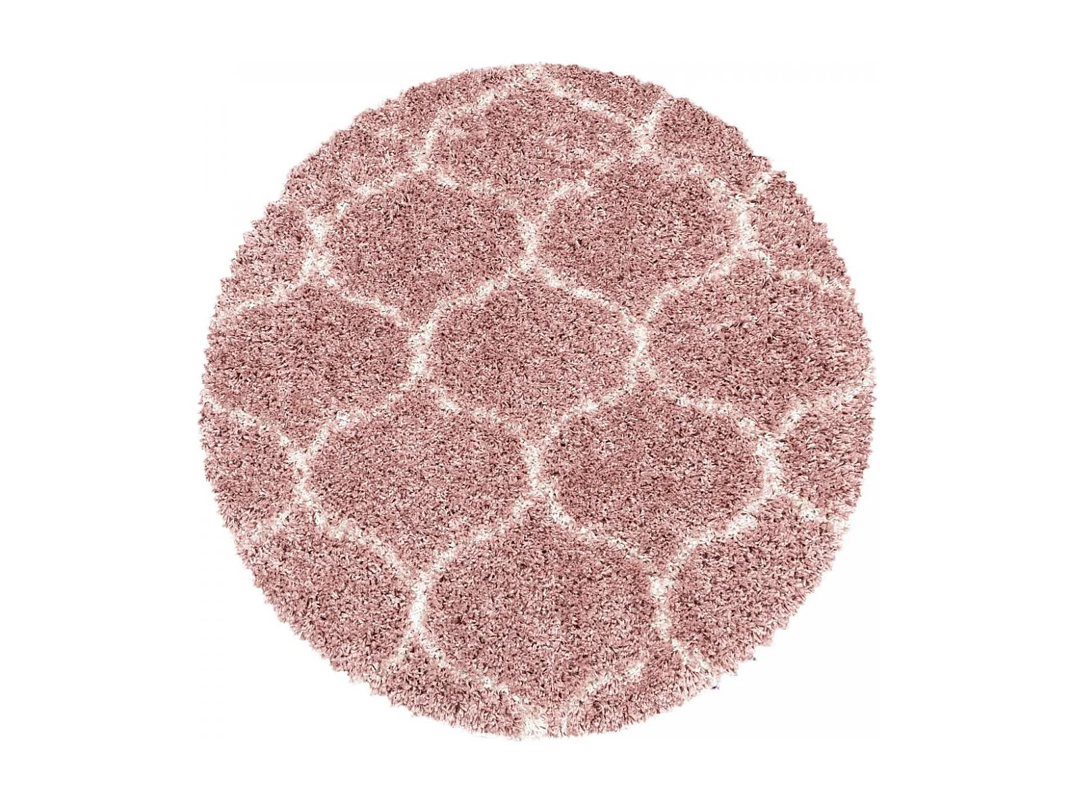 Tapis shaggy 80x250 rectangle tissé rose crème et me motif scandinave