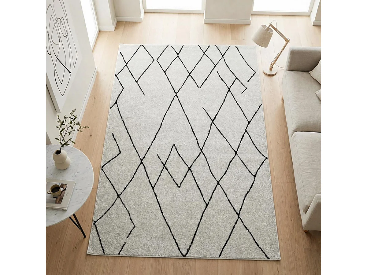 Tappeto berbero 150x220 tessuto con motivi tribali NALADON crema