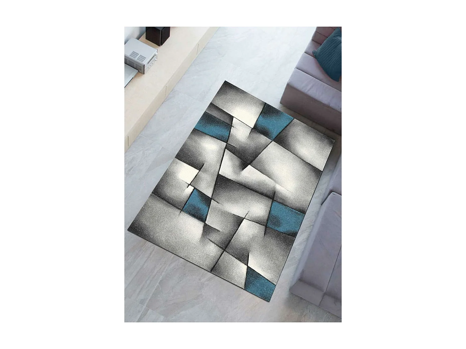 Tapis salon 200x290 cm Rectangulaire BRILLANCE 660-80 Bleu Salle à manger adapté au chauffage par le sol