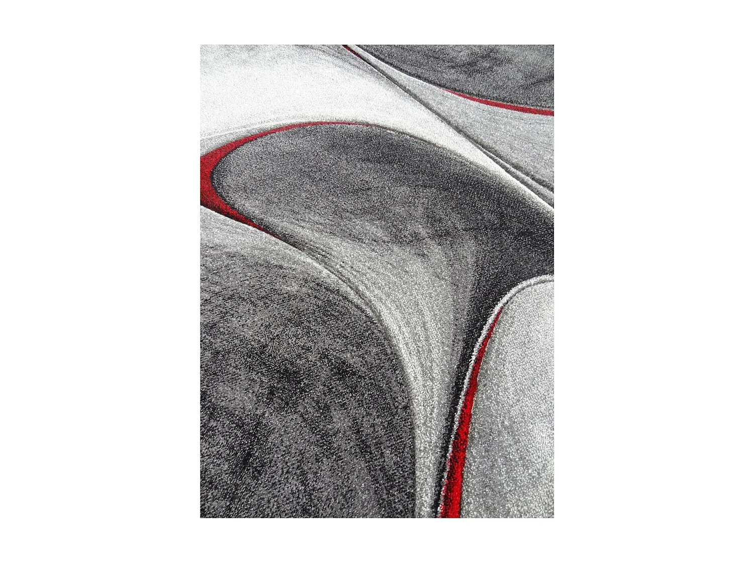 tapis salle à manger 240x340 tissé rouge et gris rectangle Motif rond GARCA