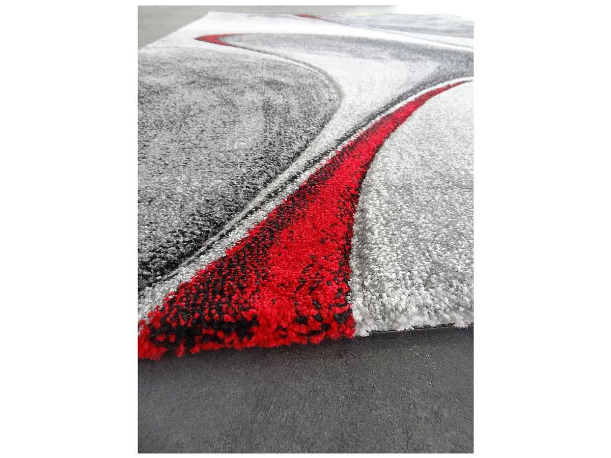tappeto per sala da pranzo 240x340 tessuto rettangolo rosso e grigio Modello rotondo GARCA