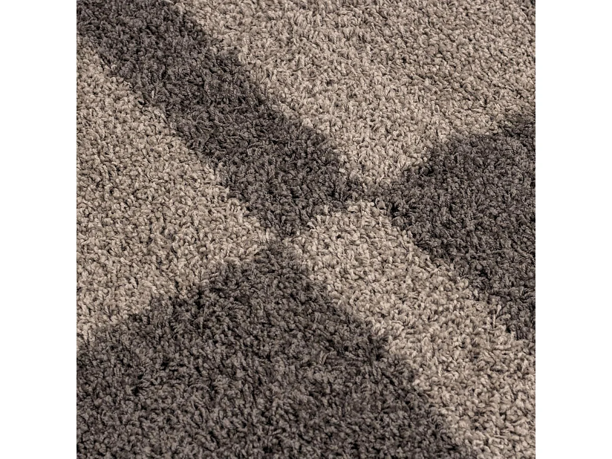 Tapis poils longs shaggy 280x370 rectangle tissé beige et marron