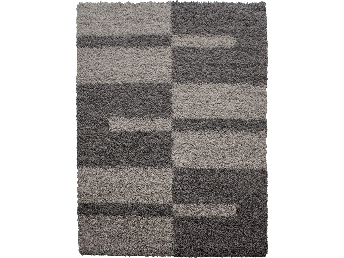 Tapis poils longs shaggy 280x370 rectangle tissé beige et marron