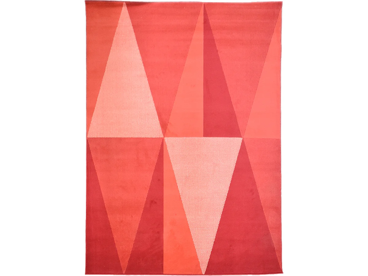 tapis salon 160x225 tissé rouge rectangle motif géométrique LYN49 BIGTRI