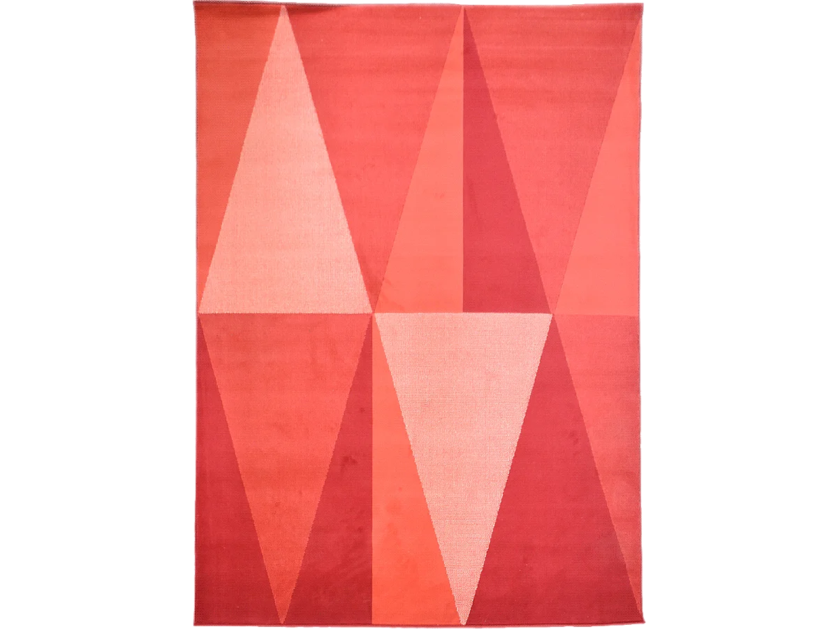 tapis salon 160x225 tissé rouge rectangle motif géométrique LYN49 BIGTRI