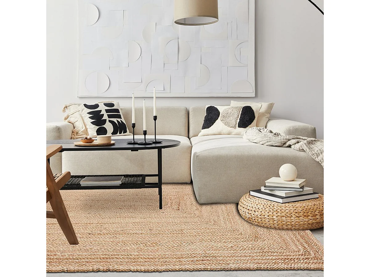 Tappeto in iuta 200x290 fatto a mano sabbia NATURE