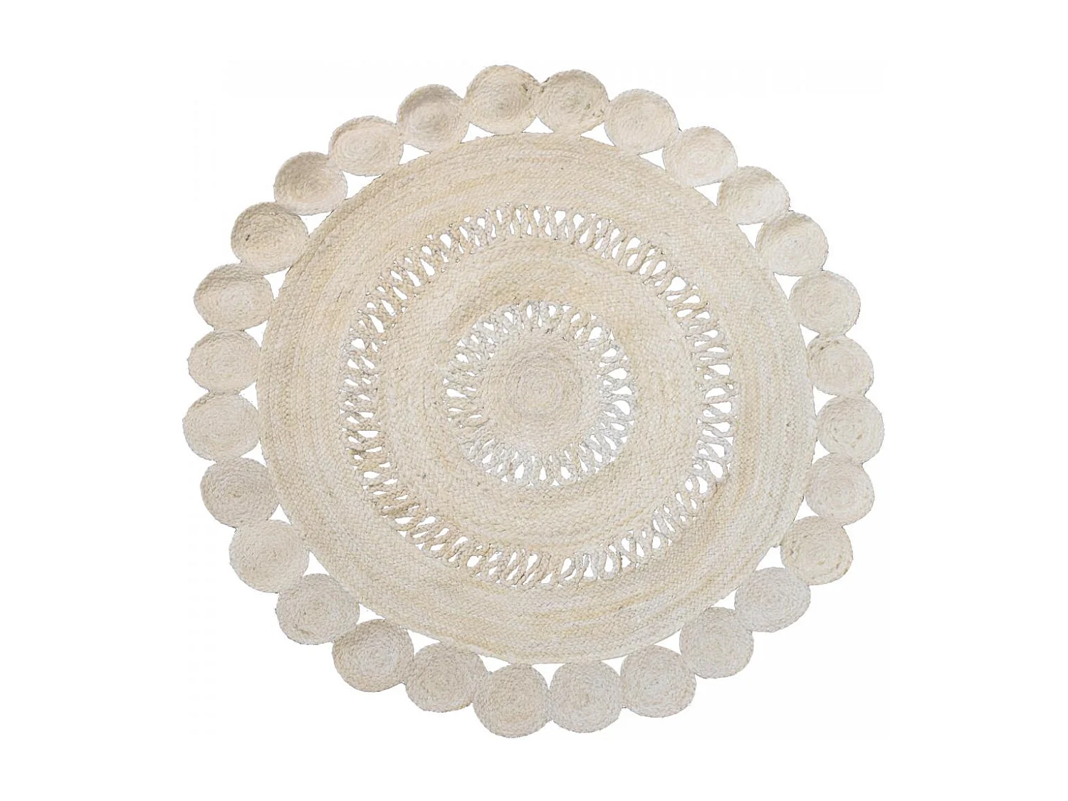 Tappeto rotondo Ø120cm realizzato a mano in juta a tinta unita per soggiorno ESPRIT