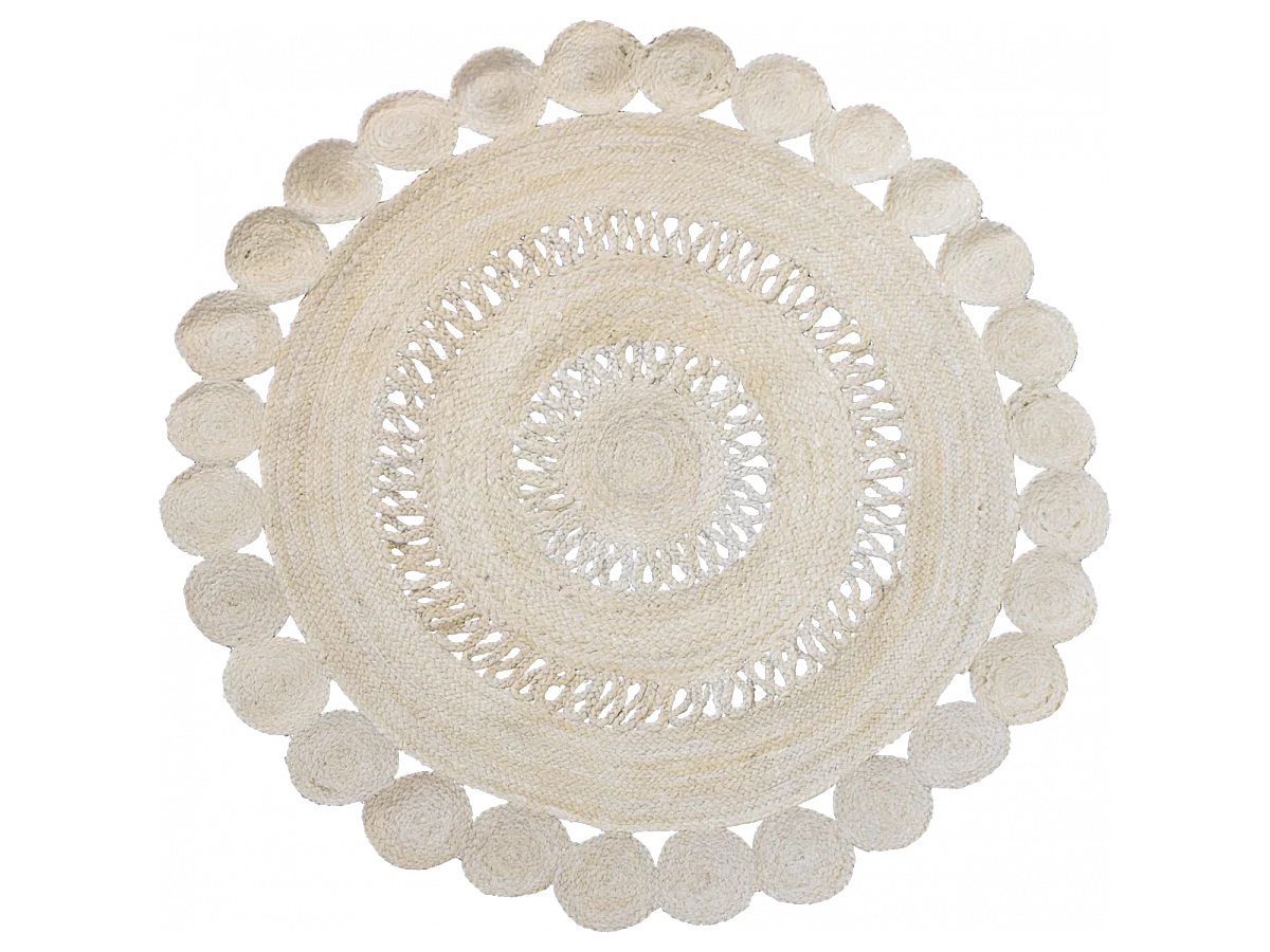 Tappeto rotondo Ø120cm realizzato a mano in juta a tinta unita per soggiorno ESPRIT