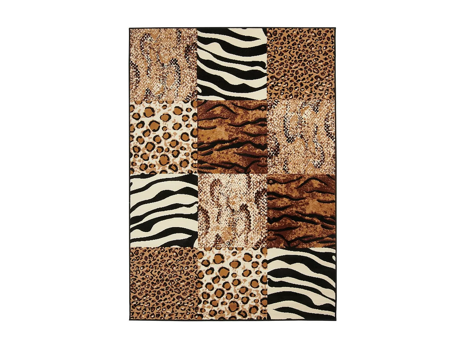 tapis salon 160x225 tissé beige rectangle motif animaux LYN1 SAVANA