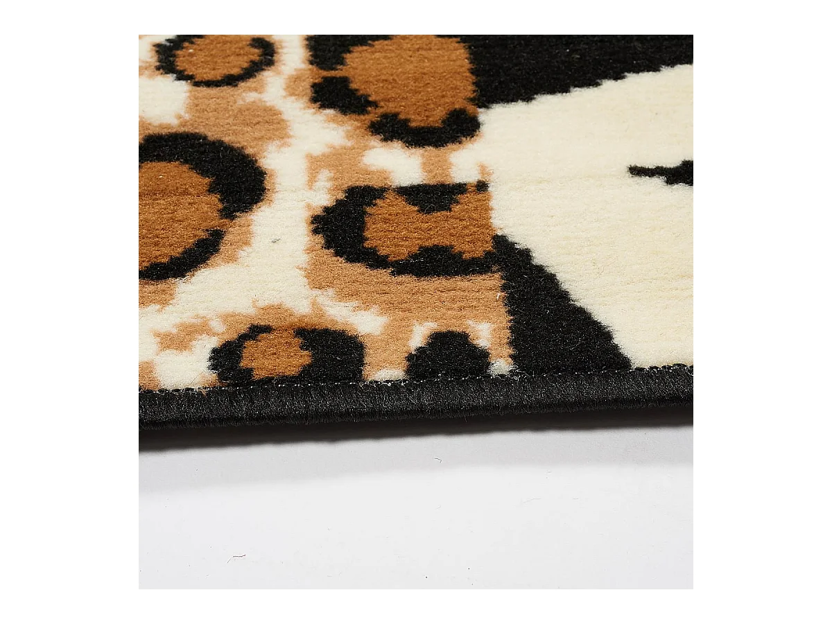 tapis salon 160x225 tissé beige rectangle motif animaux LYN1 SAVANA