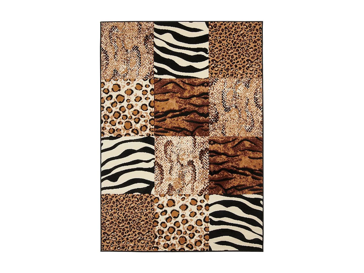 tapis salon 160x225 tissé beige rectangle motif animaux LYN1 SAVANA