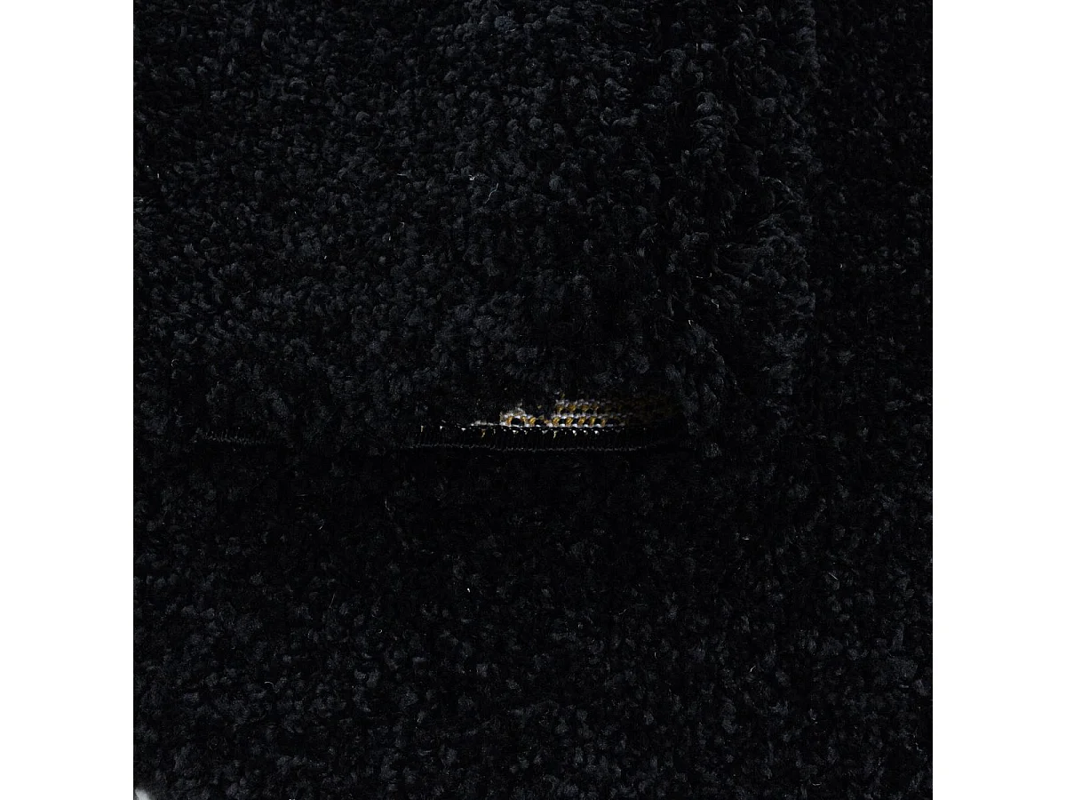 Tappeto Shaggy a pelo lungo 80x250 rettangolo tessuto nero tinta unita UNI I