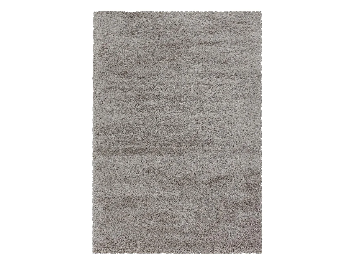 Tapis rond longs poils shaggy Ø200cm tissé beige motif uni UNI B
