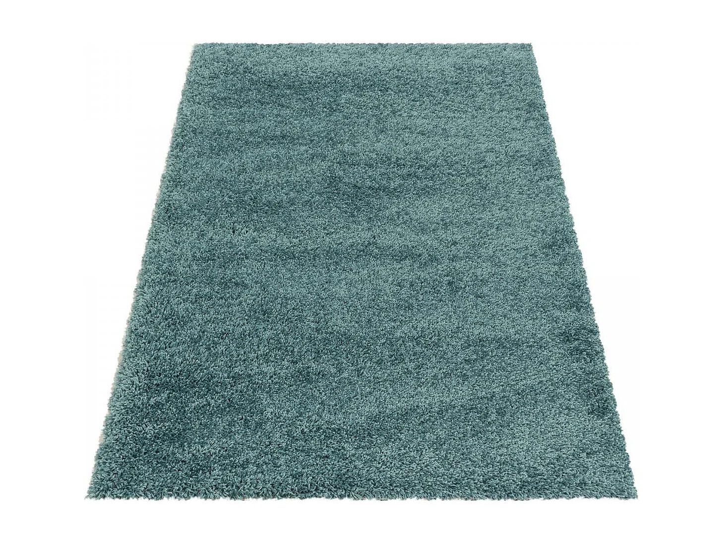 Tapis poils longs shaggy Ø80cm rond tissé bleu motif uni UNI I