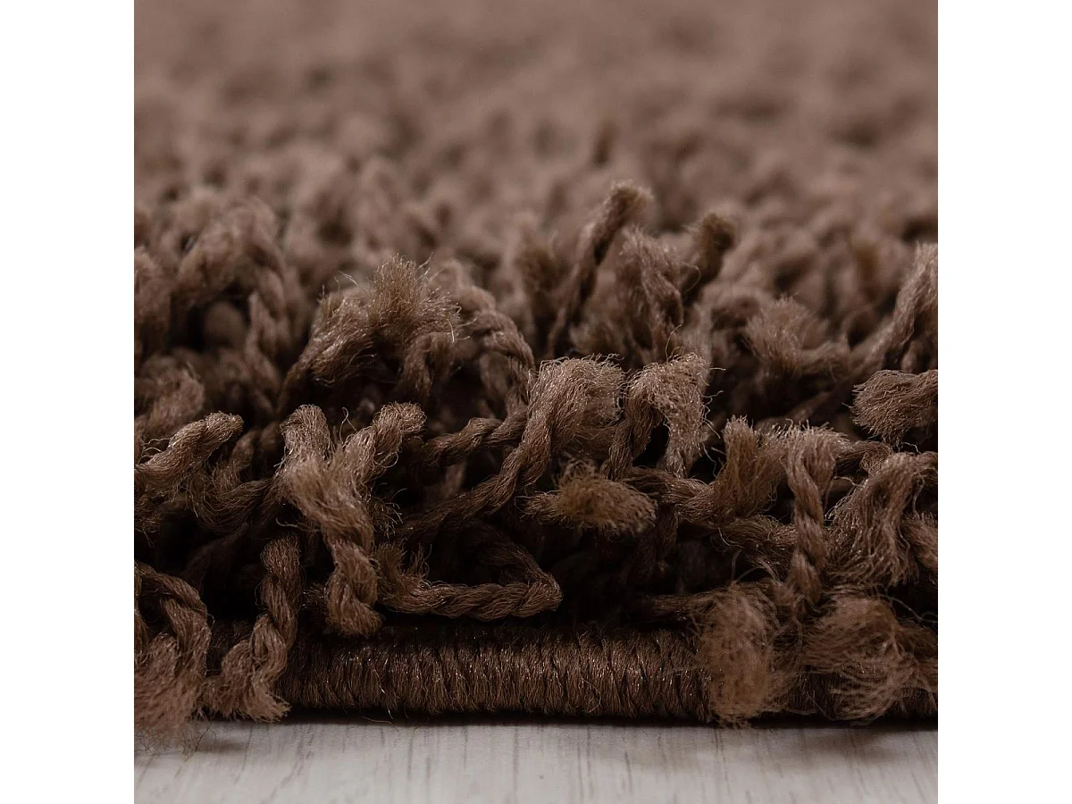 Tapis poils longs shaggy 80x150 rectangle tissé marron motif uni UNI L