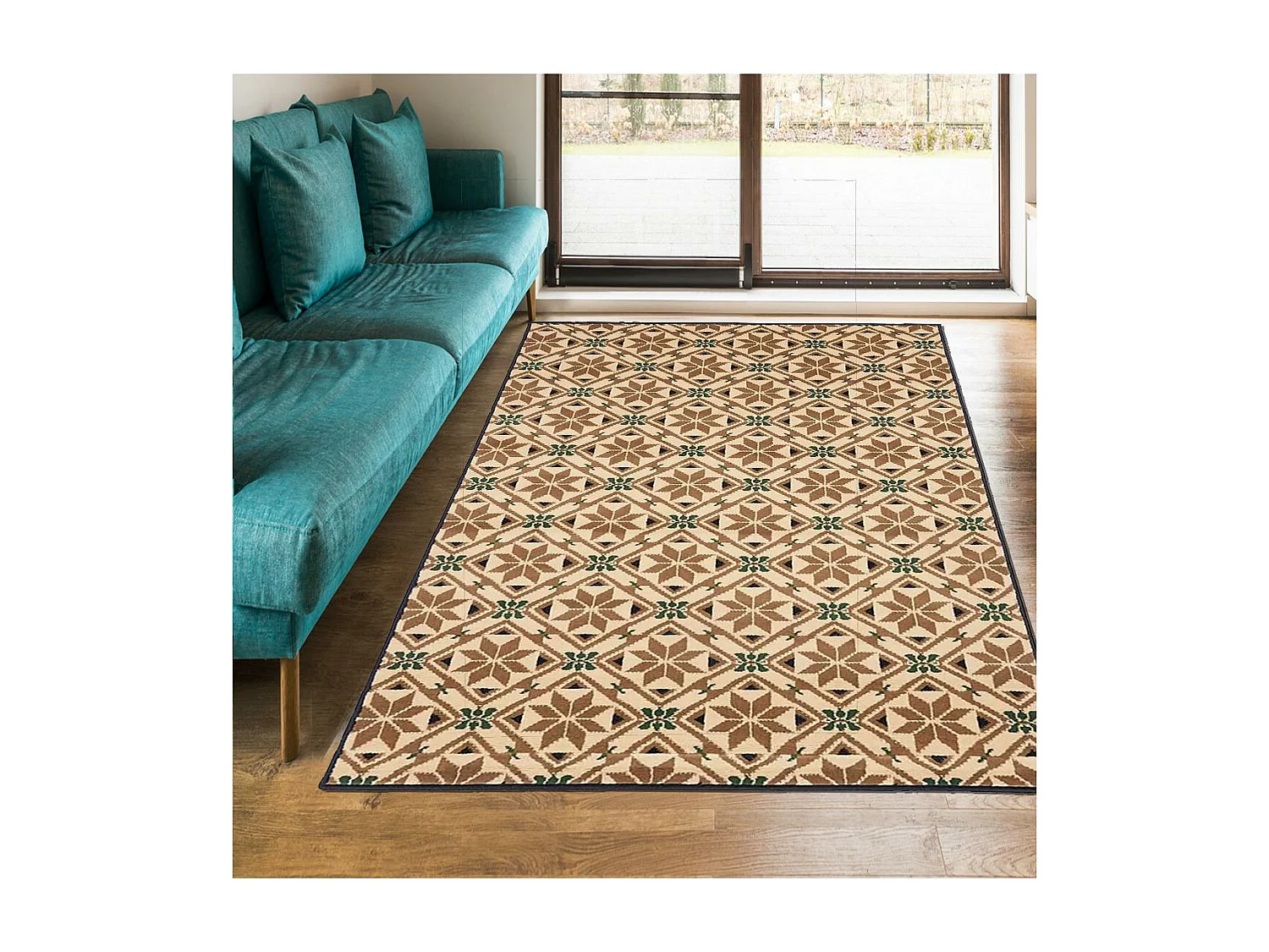 tapis chambre 60x110 tissé bleu rectangle AF2 CARODE