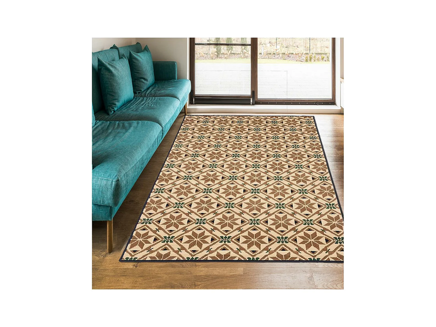 tapis chambre 60x110 tissé bleu rectangle AF2 CARODE