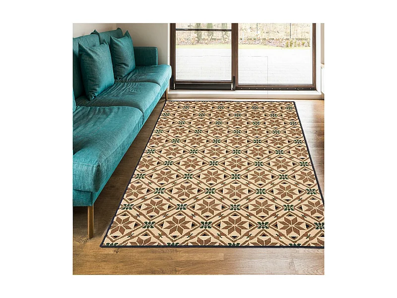 tapis chambre 60x110 tissé bleu rectangle LYN49 CARODE