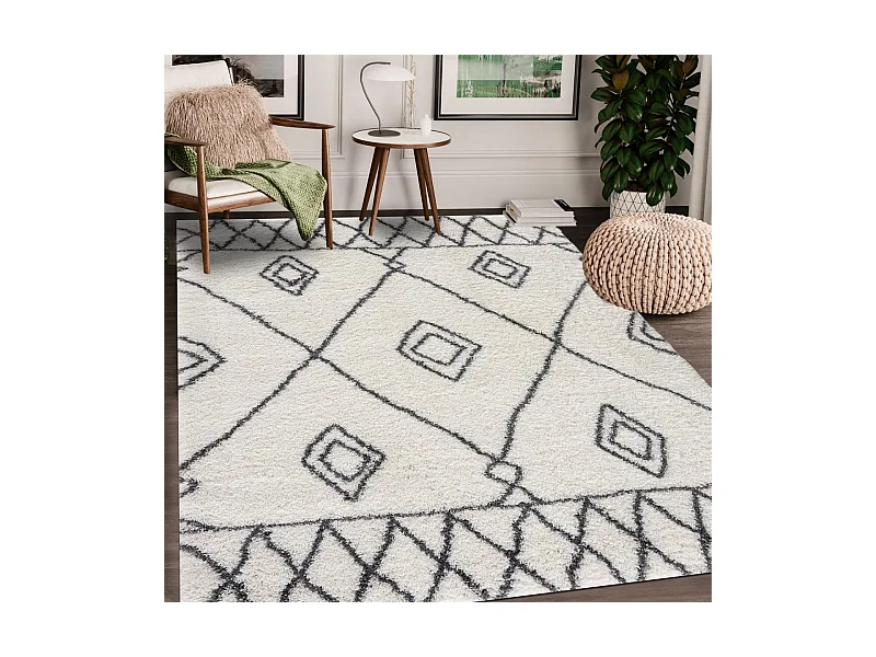 Tapis berbère 280x370 tissé motif ethnic LYN4 DOUX 2 crème