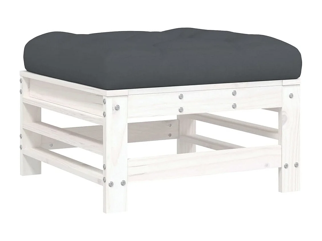 Salon de jardin 10 pcs avec coussins blanc bois massif