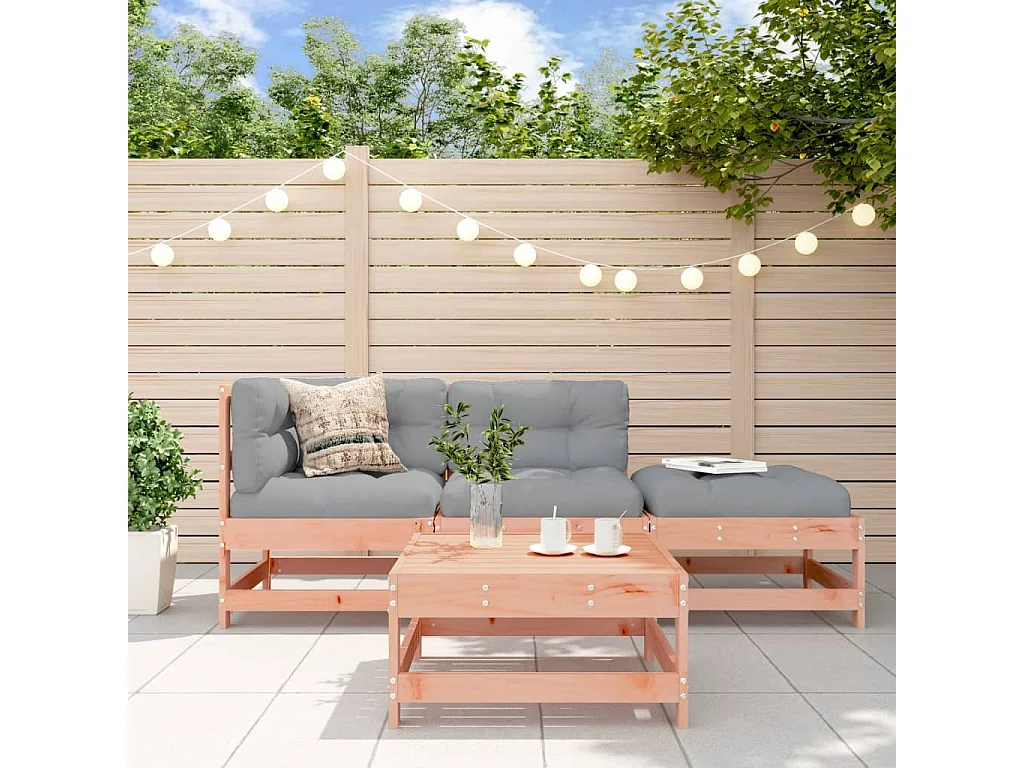 Salon de jardin 4 pcs avec coussins bois massif douglas