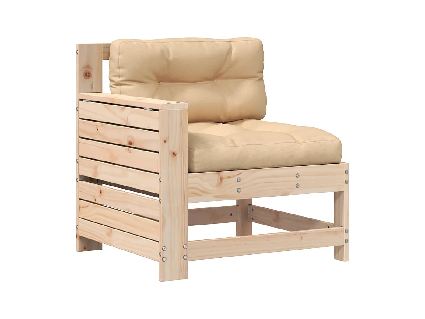 Canapé de jardin accoudoir avec coussin bois massif de pin