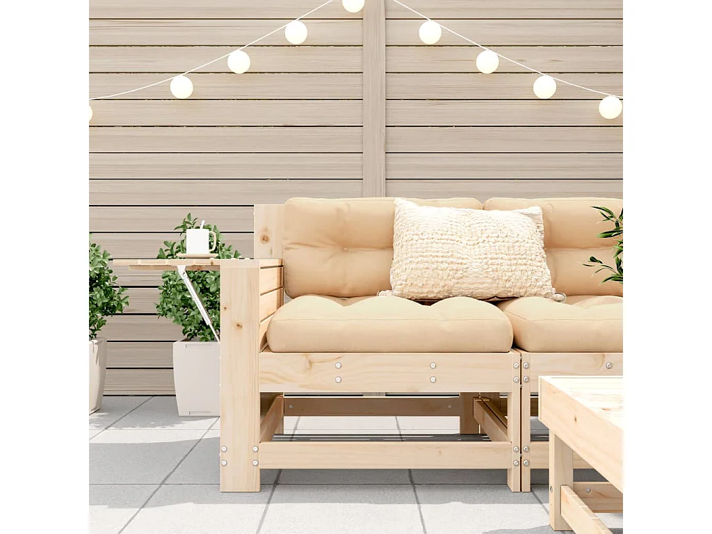Canapé de jardin accoudoir avec coussin bois massif de pin