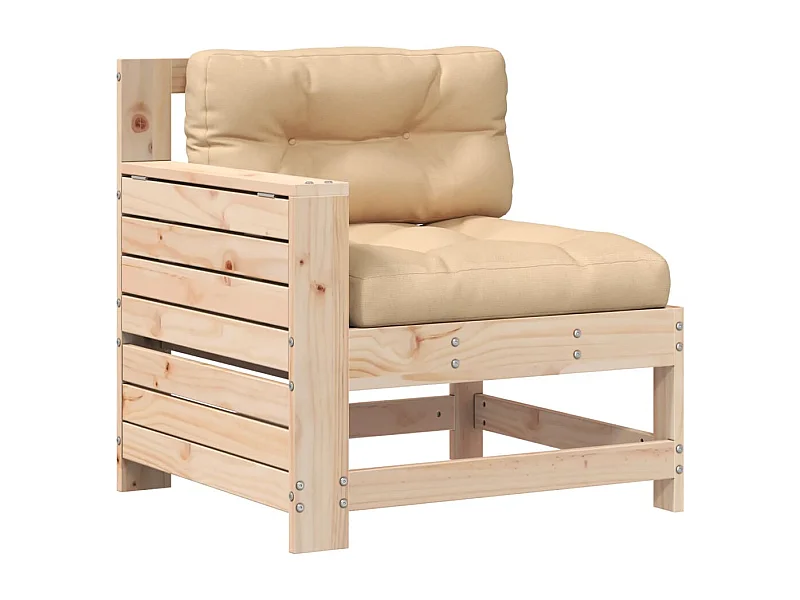 Canapé de jardin accoudoir avec coussin bois massif de pin