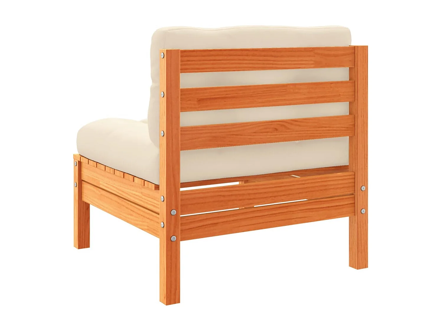 Salon de jardin 5 pcs avec coussins cire marron bois pin massif