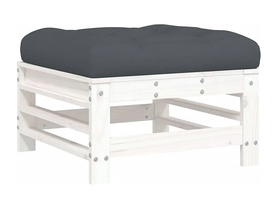 Salon de jardin 6 pcs avec coussins blanc bois massif