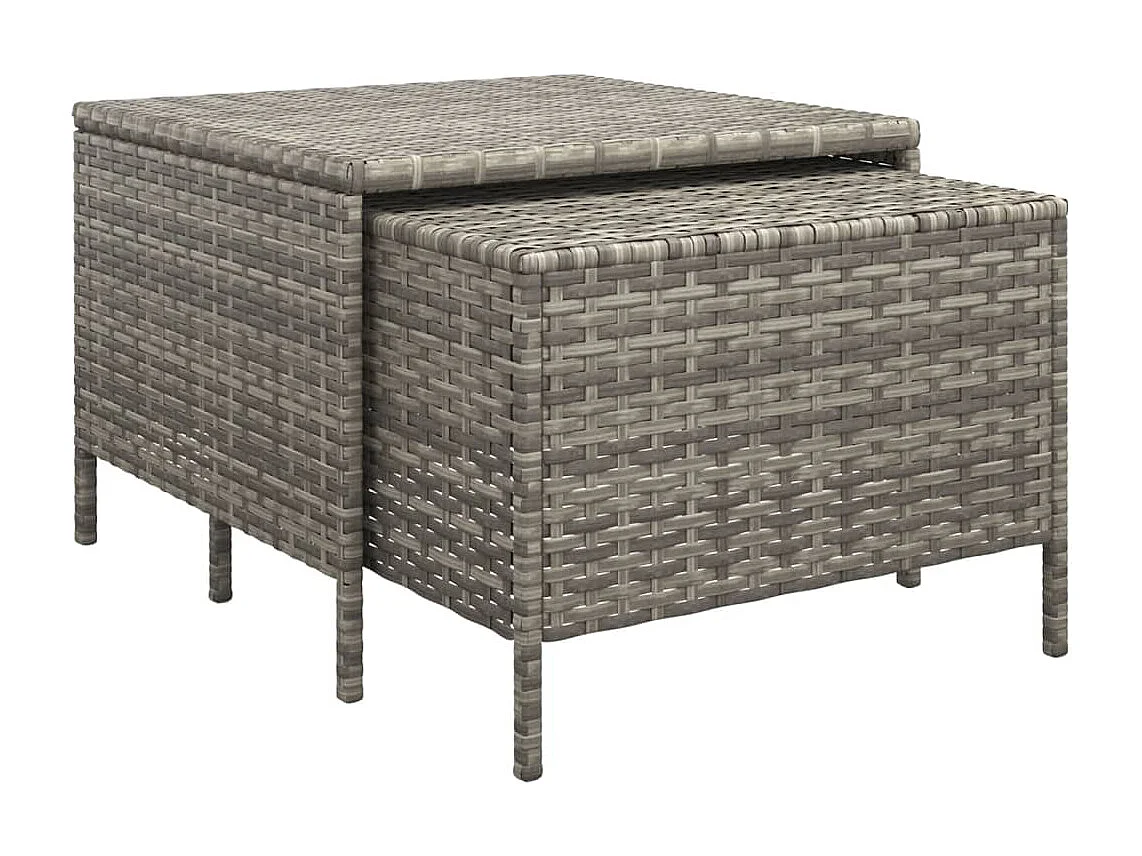 Salon de jardin 3 pcs avec coussins Gris Résine tressée