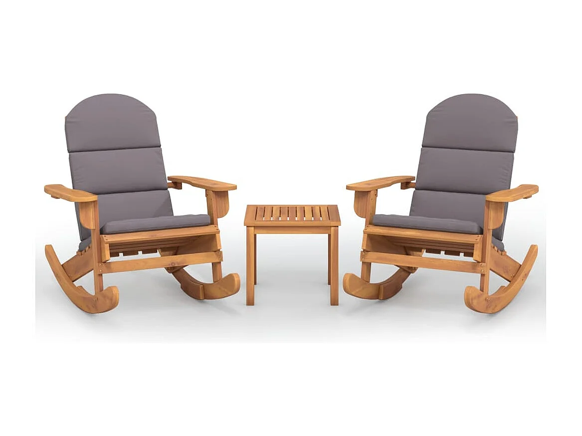 Ensemble de salon de jardin Adirondack 3 pcs bois acacia solide