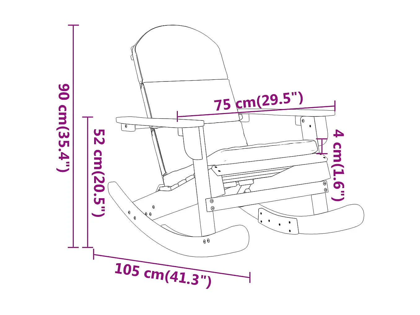 Ensemble de salon de jardin Adirondack 3 pcs bois acacia solide