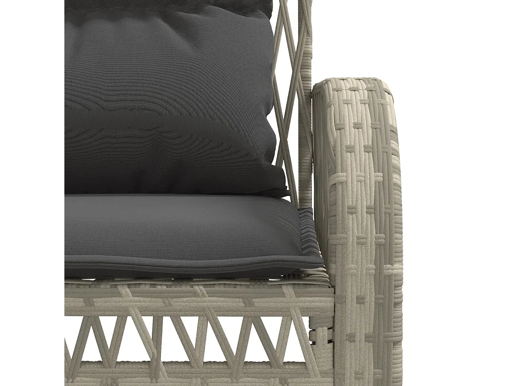 Salon de jardin 4 pcs avec coussins gris clair résine tressée