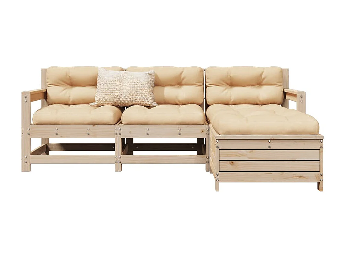 Salon de jardin 4 pcs bois massif de pin