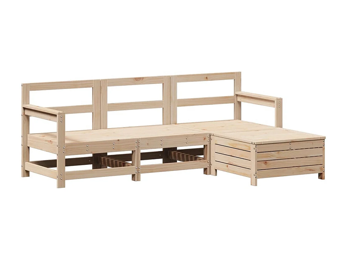 Salon de jardin 4 pcs bois massif de pin