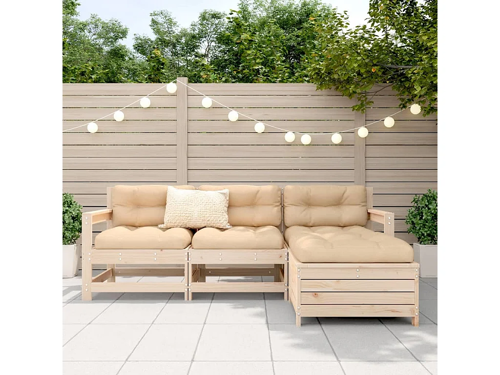 Salon de jardin 4 pcs bois massif de pin