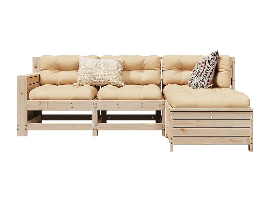 Salon de jardin 4 pcs bois massif de pin