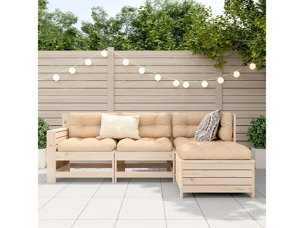 Salon de jardin 4 pcs bois massif de pin