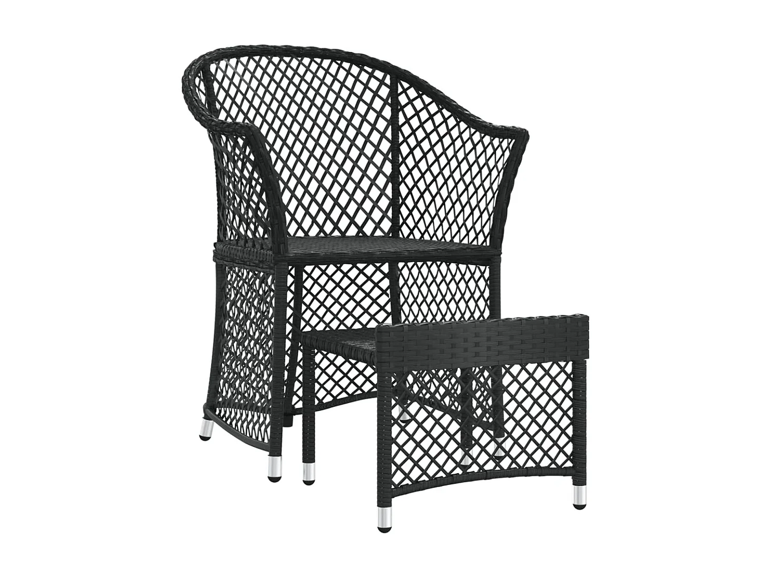 Salon de jardin 2 pcs avec coussins Noir Résine tressée