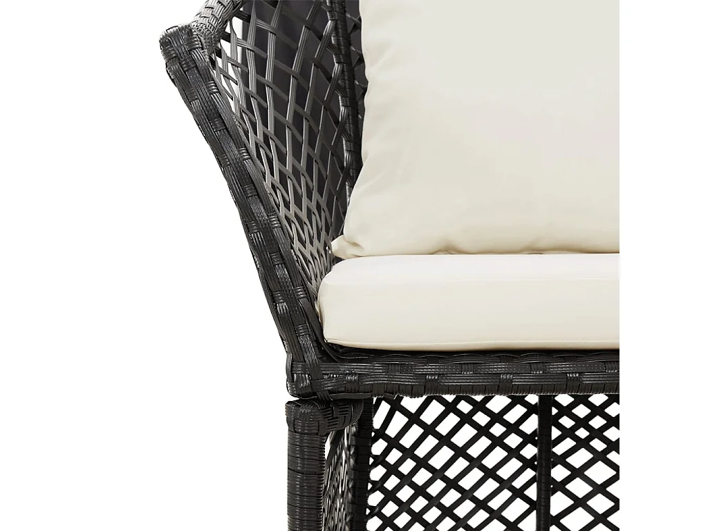 Salon de jardin 2 pcs avec coussins Noir Résine tressée