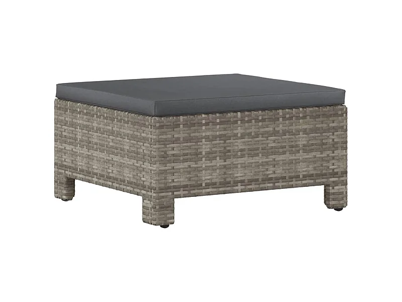 Repose-pied de jardin avec coussin Gris Résine tressée